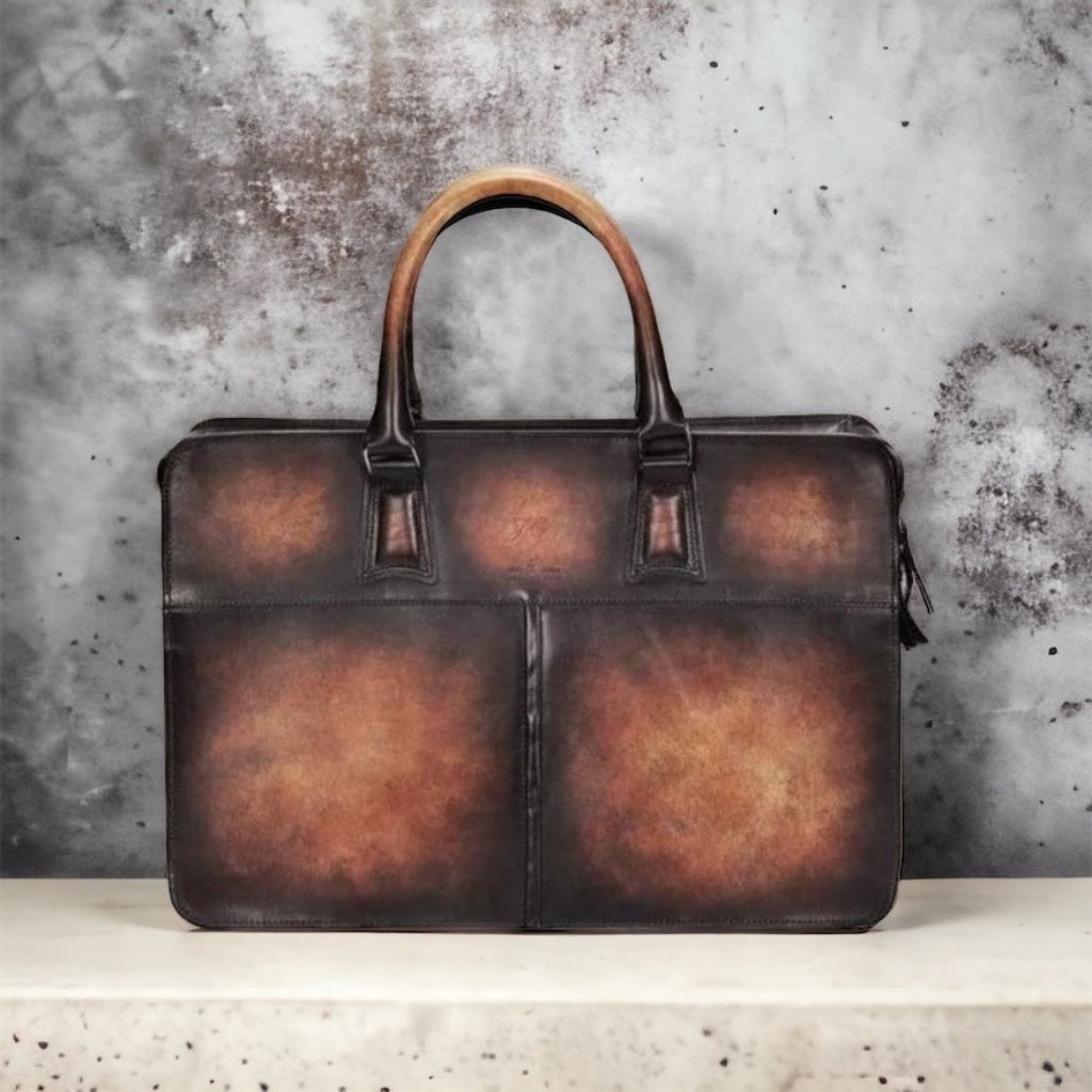 Sac Bandoulière Cuir JM Le Gazel Modèle Diplomate - Marron - Occasion - Patine Sur Mesure