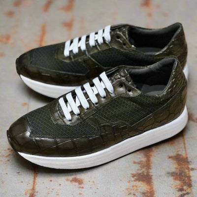 Croco printed black + Mesh Kaki
