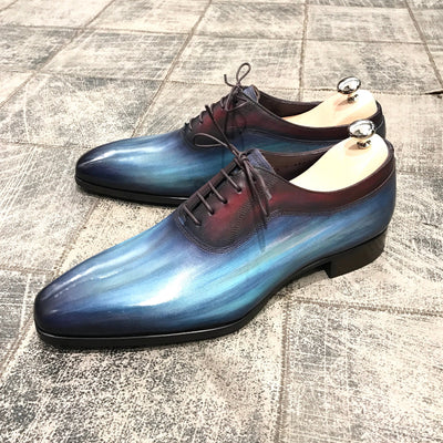 Blue striated light Plastron lie de vin